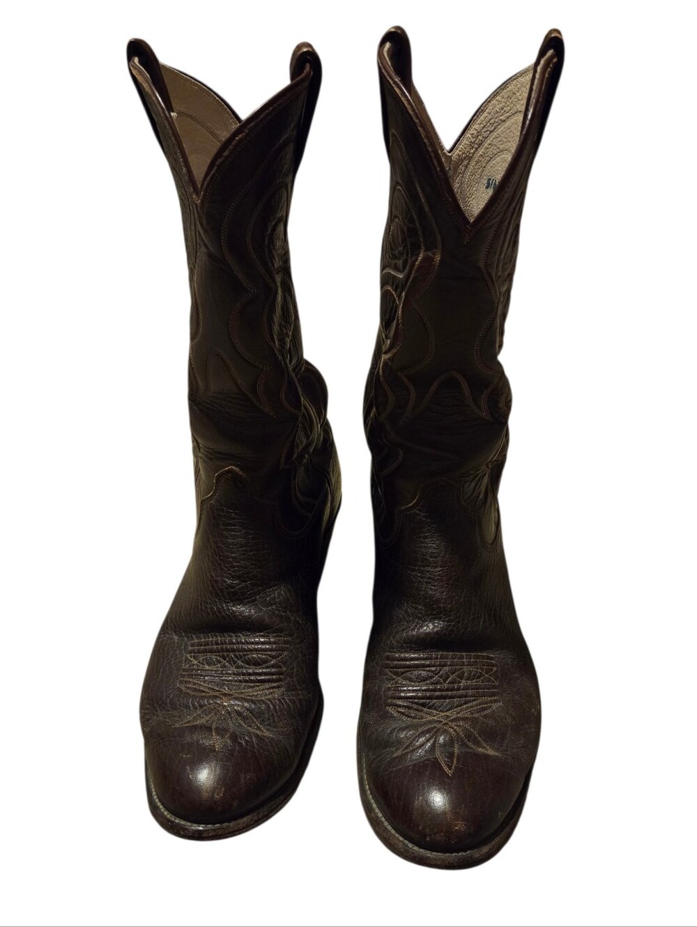 Vintage Olathe Men's 11D Brown Antelope Leather Western Boots - Made in USA